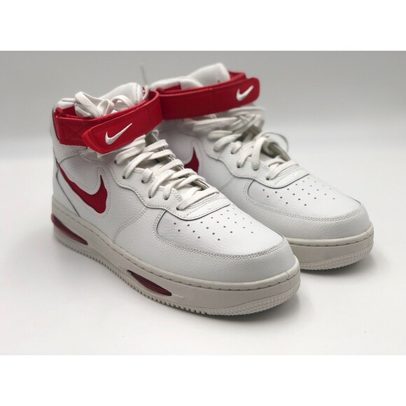 Nike Air Force 1 Mid EVO Leather Men's Shoes White/Red FB1374-102 Size 10.5 US